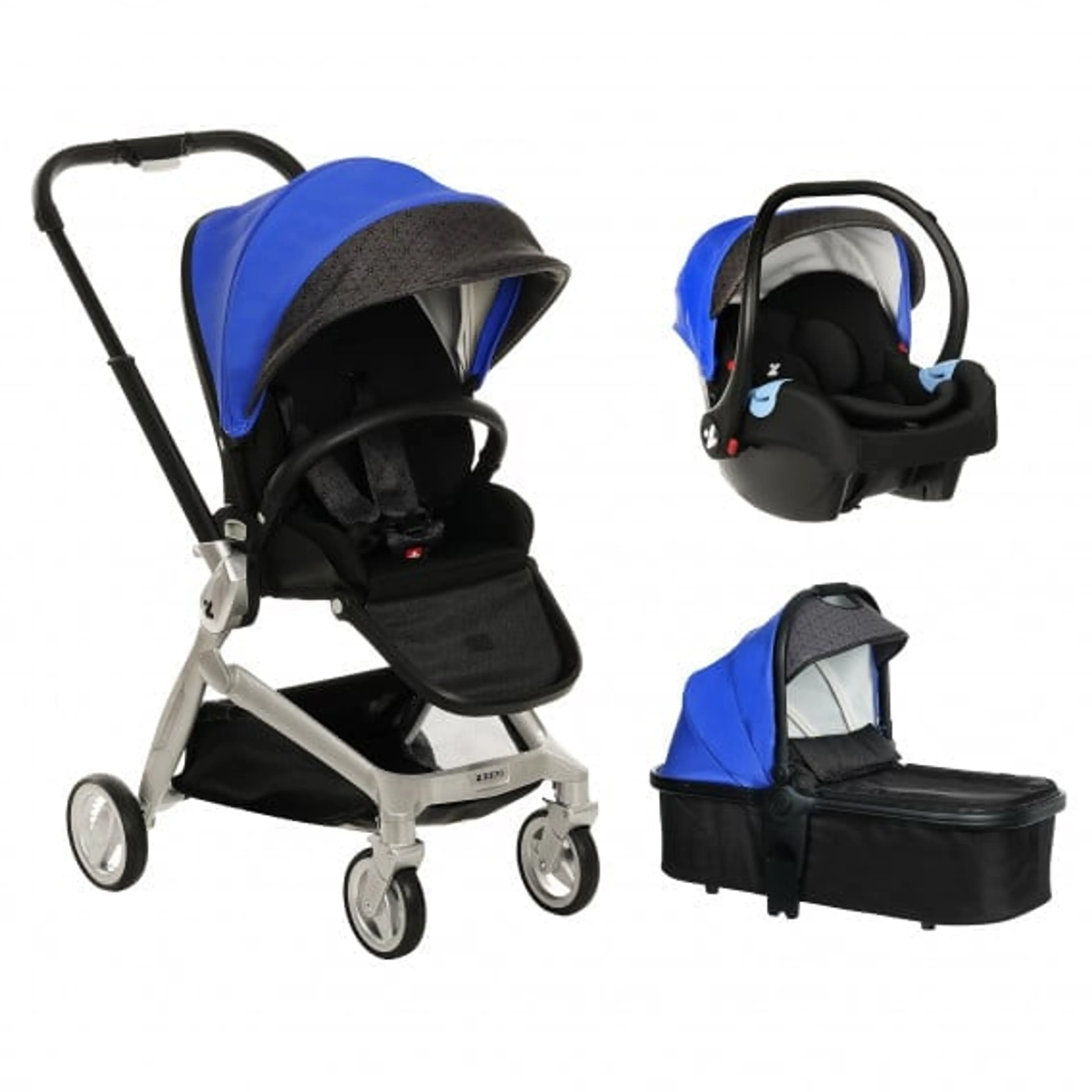 Бебешка количка 3-в-1 ZIZITO Harmony Lux, кожена, синя