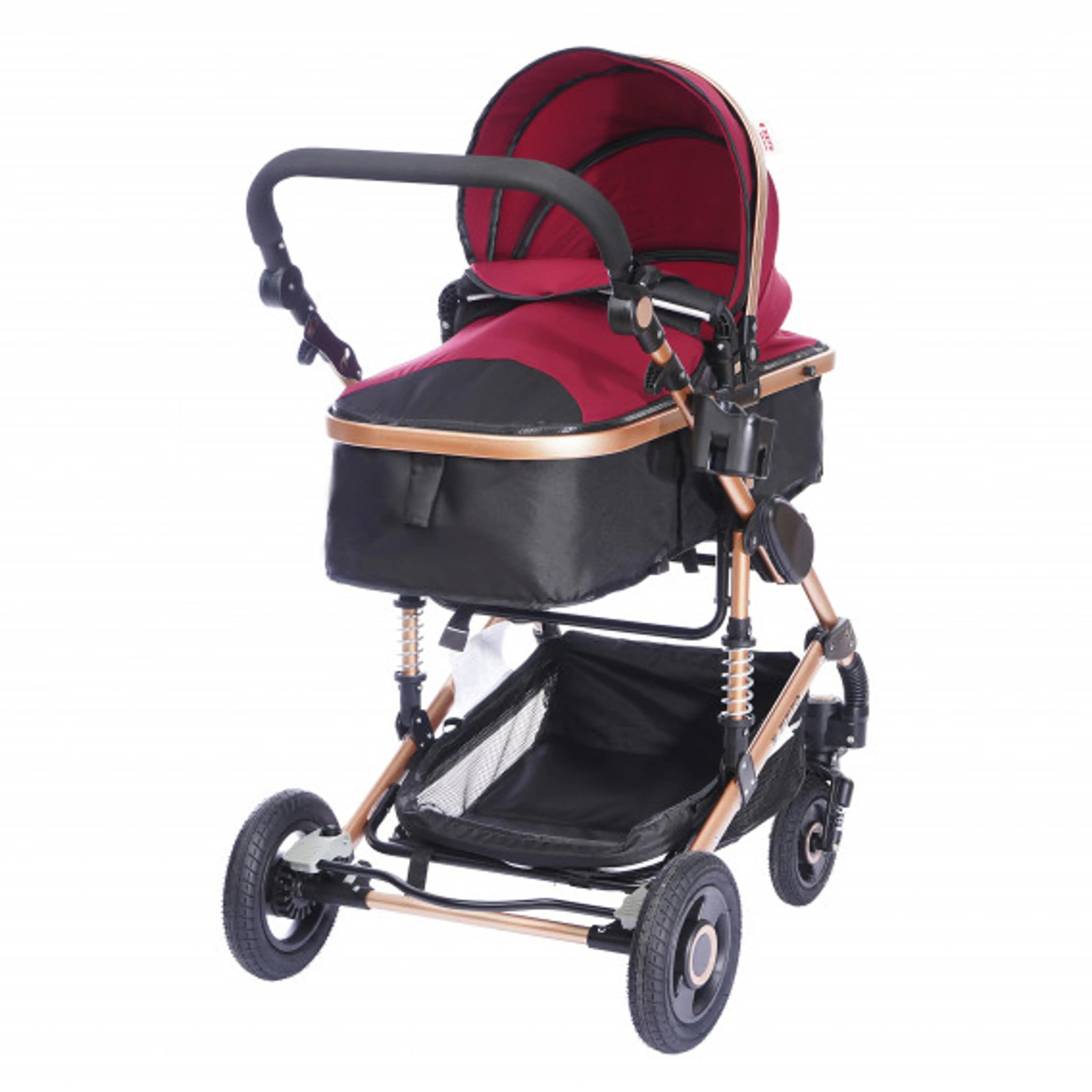 Комбинирана детска количка FONTANA 3 в 1 с швейцарска конструкция и дизайн, червена